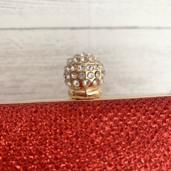 Alessia Red and Gold Bejeweled Closure Clutch Bag - Picture 4 of 12